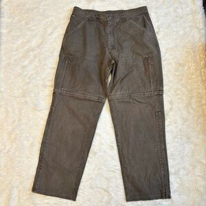 Sorel Double Knee Canvas Brown Removable Leg Cargo Pants Mens 38 Outdoor Work